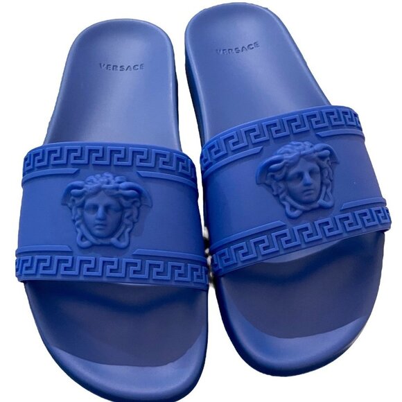 Versace Men's Royal Blue Medusa Sandals Pool Slides, sz 43, 46 - Picture 5 of 14